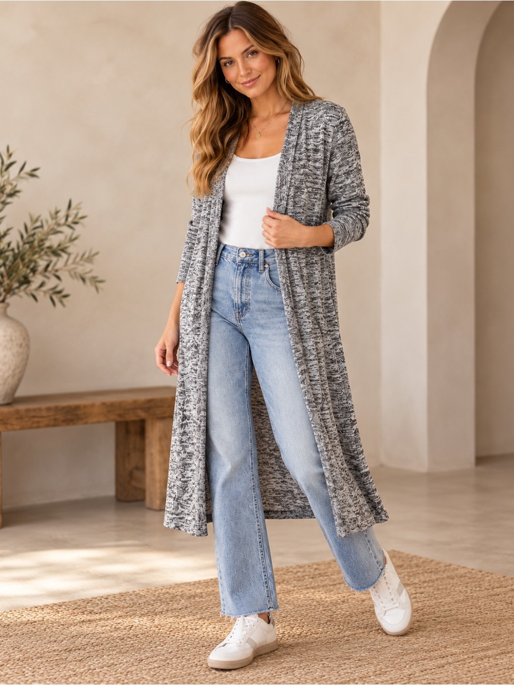 Velvet Graham & Spencer Anthropologie Gray Longline Open Cardigan Small